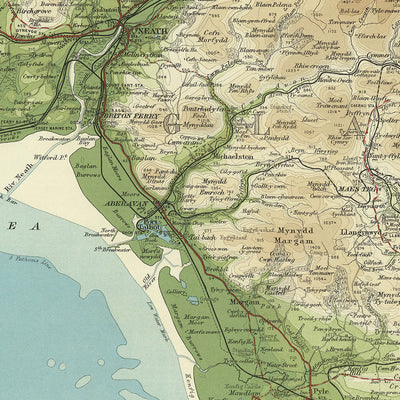 Old OS Map of Swansea, South Wales by Bartholomew, 1901: Neath, Carmarthen, Brecon, Tawe, Brecon Beacons