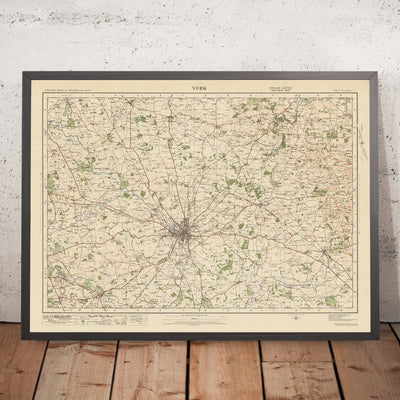 Ancienne carte de l'Ordnance Survey, feuille 27 - York, 1925 : Pocklington, Tadcaster, Easingwold, Stamford Bridge, Boston Spa
