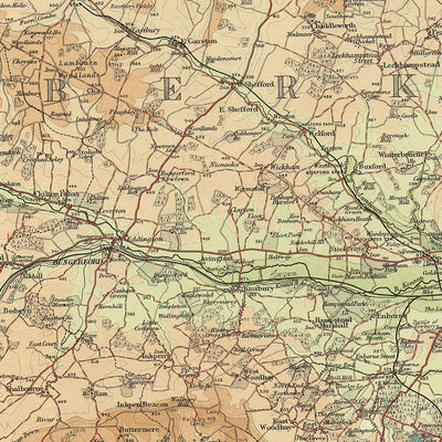 Ancienne carte OS du Berkshire par Bartholomew, 1901 : Reading, Windsor, Thames, Château de Windsor, Downs, Chilterns