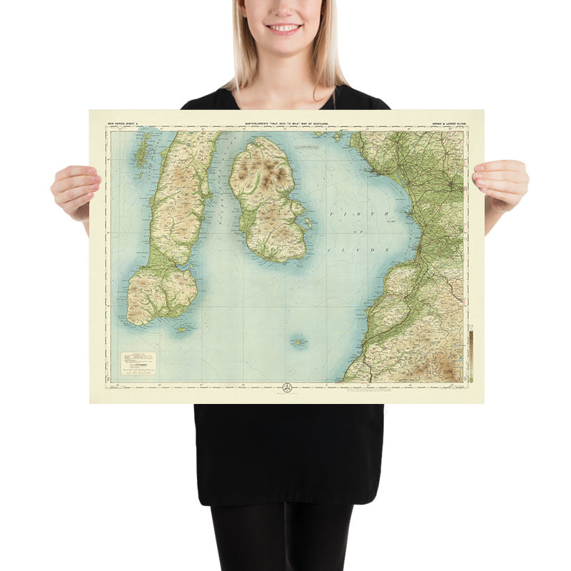Alte OS-Karte von Kintyre, Isle of Arran & Lower Clyde von Bartholomew, 1901: Mull, Brodick, Goat Fell, River Clyde, Campbeltown 