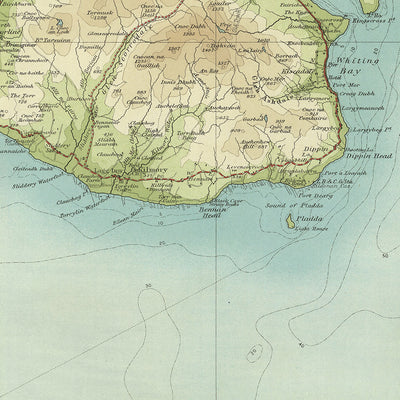 Alte OS-Karte von Kintyre, Isle of Arran & Lower Clyde von Bartholomew, 1901: Mull, Brodick, Goat Fell, River Clyde, Campbeltown 