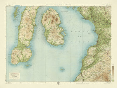Alte OS-Karte von Kintyre, Isle of Arran & Lower Clyde von Bartholomew, 1901: Mull, Brodick, Goat Fell, River Clyde, Campbeltown 