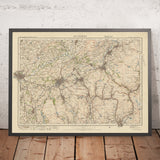 Ancienne carte de l'Ordnance Survey, feuille 30 - Blackburn, 1925 : Preston, Burnley, Clitheroe, Accrington, Chorley