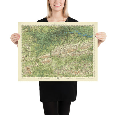 Alte OS-Karte von Surrey von Bartholomew, 1901: London, Themse, Richmond Park, North Downs, Epsom 