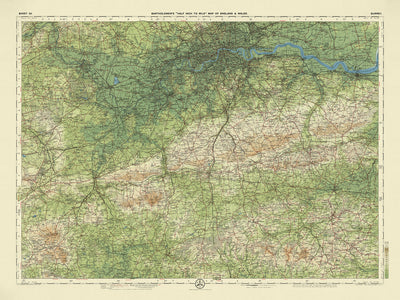 Alte OS-Karte von Surrey von Bartholomew, 1901: London, Themse, Richmond Park, North Downs, Epsom 