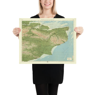Old OS Map of Kent, England by Bartholomew, 1901: Thames Estuary, Dover, Canterbury, North Downs, Weald, Isle of Sheppey