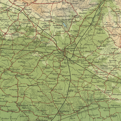 Old OS Map of Kent, England by Bartholomew, 1901: Thames Estuary, Dover, Canterbury, North Downs, Weald, Isle of Sheppey
