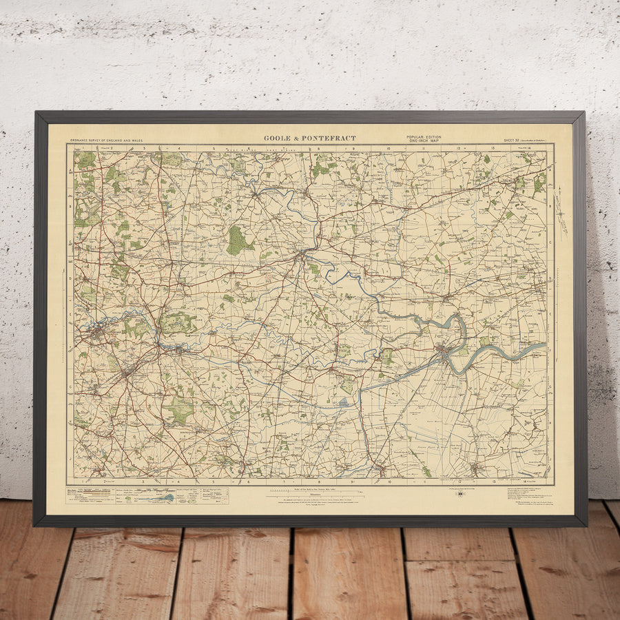 Alte Ordnance Survey-Karte, Blatt 32 - Goole & Pontefract, 1925: Castleford, Knottingley, Selby, Howden, Snaith 