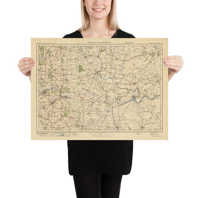 Mapa antiguo de Ordnance Survey, hoja 32 - Goole & Pontefract, 1925: Castleford, Knottingley, Selby, Howden, Snaith