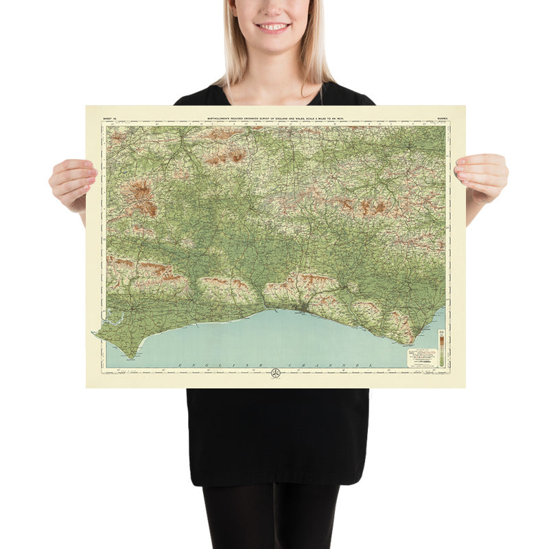 Alte OS-Karte von Sussex von Bartholomew, 1901: Brighton, Hastings, South Downs, Arundel Castle, Beachy Head 