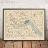 Mapa antiguo de Ordnance Survey, hoja 33 - Hull, 1925: Beverley, Barton-upon-Humber, Hessle, Winterton y río Humber