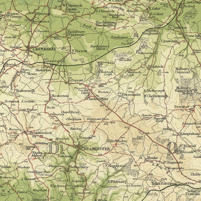 Old OS Map of Dorset by Bartholomew, 1901: Weymouth, Taunton, Yeovil, Corfe Castle, Durdle Door