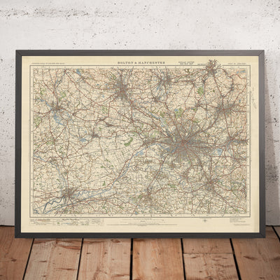 Alter Ordnance Survey-Karte, Blatt 36 - Bolton & Manchester, 1925: Warrington, Wigan, Oldham, Rochdale, Bury 