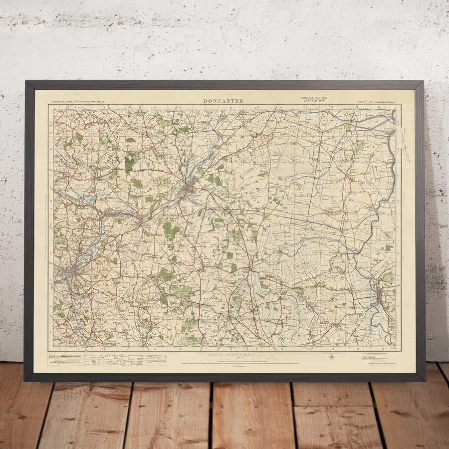 Alter Ordnance Survey-Karte, Blatt 38 - Doncaster, 1925: Rotherham, Gainsborough, Bawtry, Tickhill, Epworth 