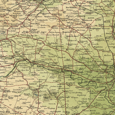 Antigua mapa OS del condado de Durham por Bartholomew, 1901: Middlesbrough, río Tees, colinas de Pennine, Darlington, Hartlepool 