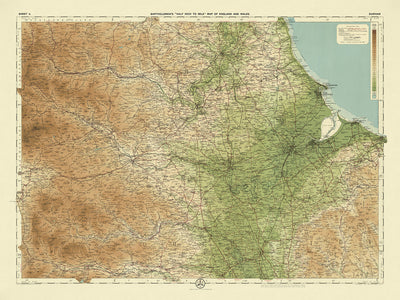 Antigua mapa OS del condado de Durham por Bartholomew, 1901: Middlesbrough, río Tees, colinas de Pennine, Darlington, Hartlepool 