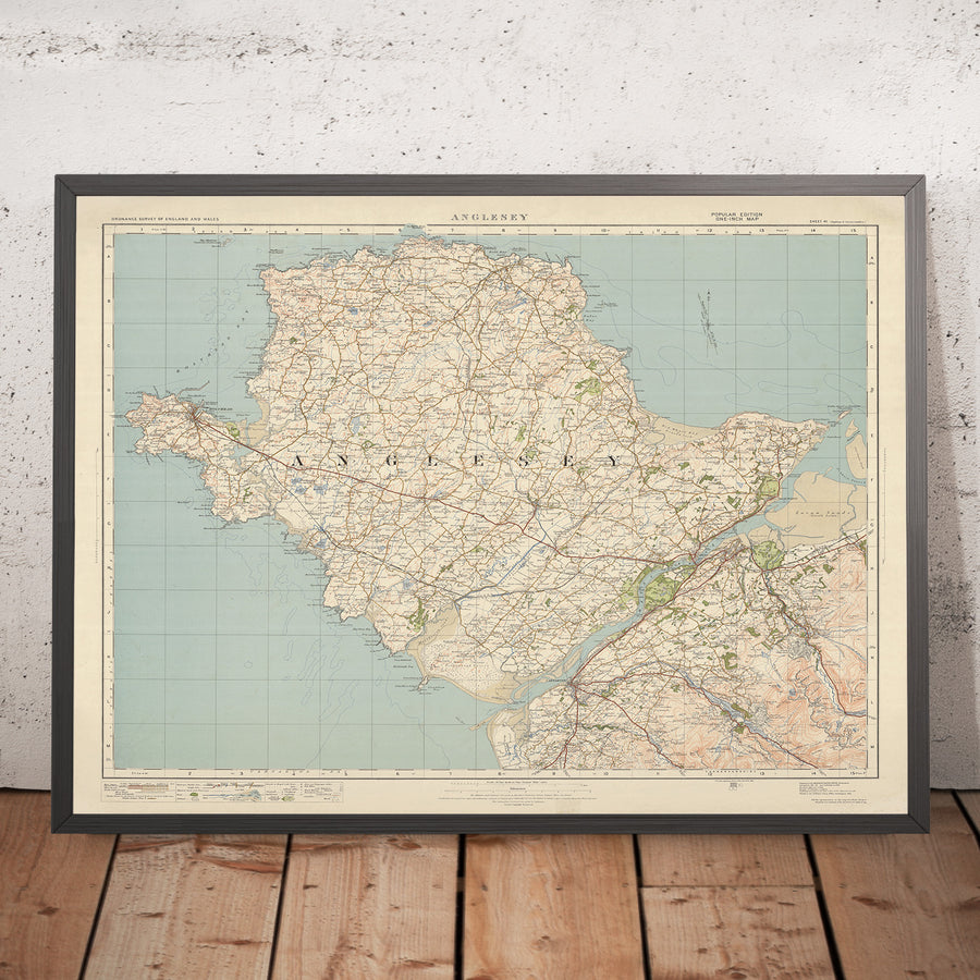 Alter Ordnance Survey Karte, Blatt 41 - Anglesey, 1925: Bangor, Caernarfon, Holyhead, Amlwch, Beaumaris 