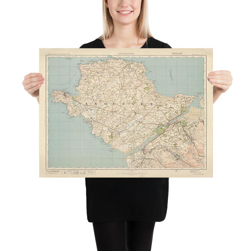 Alter Ordnance Survey Karte, Blatt 41 - Anglesey, 1925: Bangor, Caernarfon, Holyhead, Amlwch, Beaumaris 