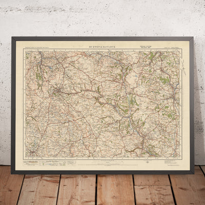 Mapa de Old Ordnance Survey, hoja 45 - Buxton & Matlock, 1925: Parque Nacional Leek, Chesterfield, Bakewell, Chapel-en-le-Frith y Peak District