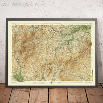Mappa antica della contea di Dumfriesshire e Roxburghshire di Bartholomew, 1901: Dumfries, Hawick, Fiume Clyde, Tweed, Confine scozzese 