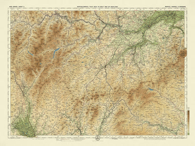 Antigua mapa OS de Dumfriesshire y Roxburghshire por Bartholomew, 1901: Dumfries, Hawick, río Clyde, Tweed, frontera escocesa 