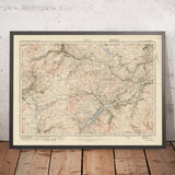 Alter Ordnance Survey Karte, Blatt 50 - Bala, 1925: Corwen, Blaenau Ffestiniog, Trawsfynydd, Coed y Brenin Waldpark, Eryri Nationalpark (Snowdonia) 