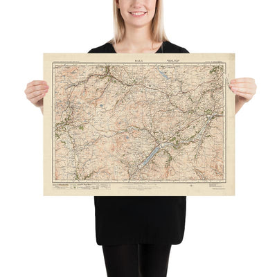 Mapa de Old Ordnance Survey, Hoja 50 - Bala, 1925: Corwen, Blaenau Ffestiniog, Trawsfynydd, Coed y Brenin Forest Park, Parque Nacional Eryri (Snowdonia)