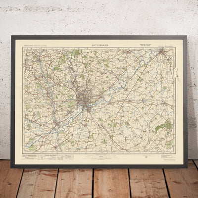 Mapa de Old Ordnance Survey, hoja 54 - Nottingham, 1925: Ilkeston, Heanor, Long Eaton, Newark-on-Trent, Southwell