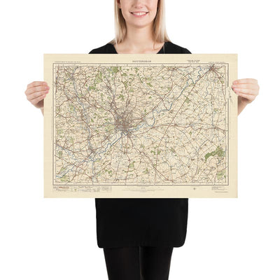 Mapa de Old Ordnance Survey, hoja 54 - Nottingham, 1925: Ilkeston, Heanor, Long Eaton, Newark-on-Trent, Southwell