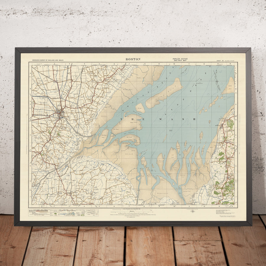 Alte Ordnance Survey-Karte, Blatt 56 - Boston, 1925: Hunstanton, Heacham, Dersingham, Old Leake, Wrangle 