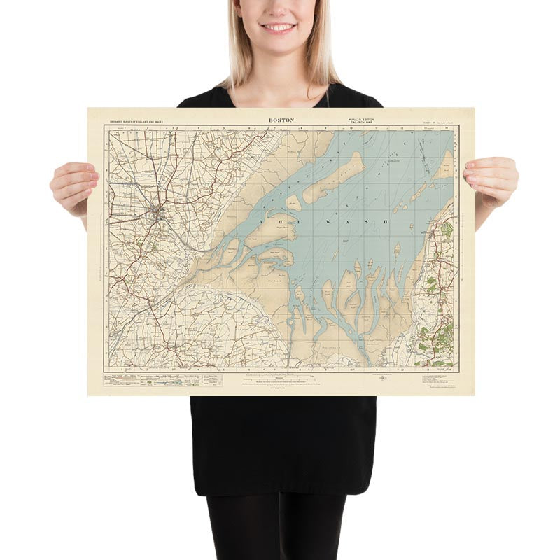 Alte Ordnance Survey-Karte, Blatt 56 - Boston, 1925: Hunstanton, Heacham, Dersingham, Old Leake, Wrangle 