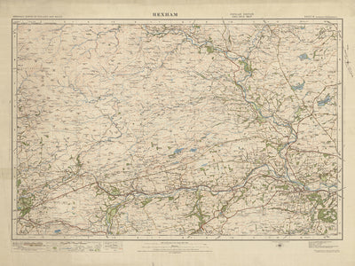 Ancienne carte de l'Ordnance Survey, Feuille 6 - Hexham, 1919-1926 : Corbridge, Haltwhistle, Bardon Mill, avec le mur d'Hadrien et Vindolanda 