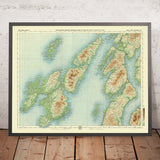 Mappa OS antica di Islay, Jura e Colonsay di Bartholomew, 1901: Bowmore, Paps di Jura, Argyll, Sound di Islay, Loch Indaal, Gruinart e Finlaggan 