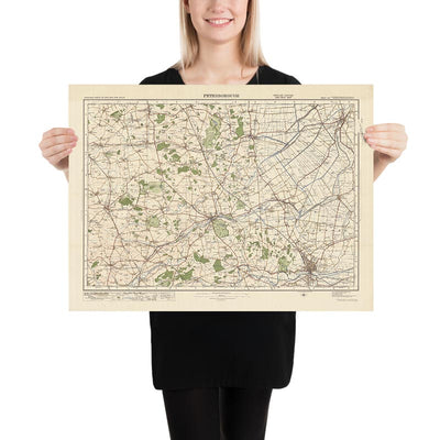 Alter Ordnance Survey Karte, Blatt 64 - Peterborough, 1925: Stamford, Oakley, Bourne, Spalding, Burghley House 