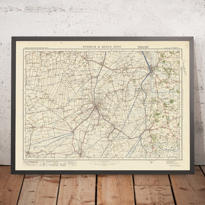 Alte Ordnance Survey-Karte, Blatt 65 - Wisbech & Kings Lynn, 1925: Downham Market, Long Sutton, Holbeach, Outwell, Fluss Great Ouse 