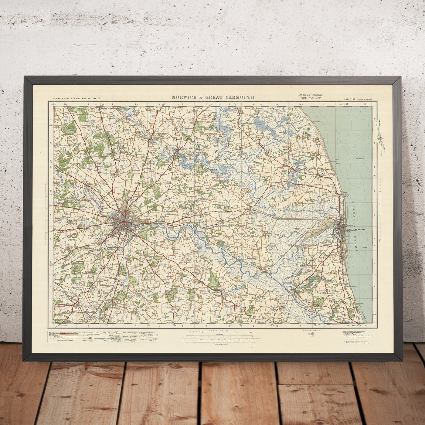 Old Ordnance Survey Map, Sheet 67 - Norwich & Great Yarmouth, 1925: Caister-on-Sea, Hethersett, Loddon, Acle, The Broads