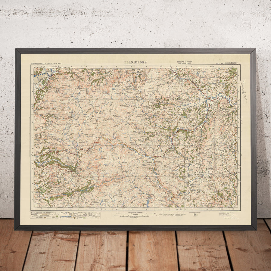 Alte Ordnance Survey-Karte, Blatt 69 - Llanidloes, 1925: Carno, Caersws, Llanbrynmair, Ponterwyd, Teufelsbrücke Fälle 