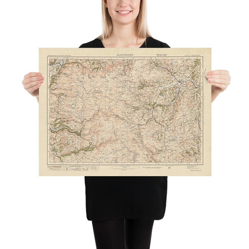 Alte Ordnance Survey-Karte, Blatt 69 - Llanidloes, 1925: Carno, Caersws, Llanbrynmair, Ponterwyd, Teufelsbrücke Fälle 
