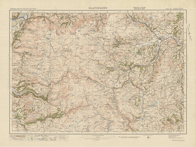 Alte Ordnance Survey-Karte, Blatt 69 - Llanidloes, 1925: Carno, Caersws, Llanbrynmair, Ponterwyd, Teufelsbrücke Fälle 