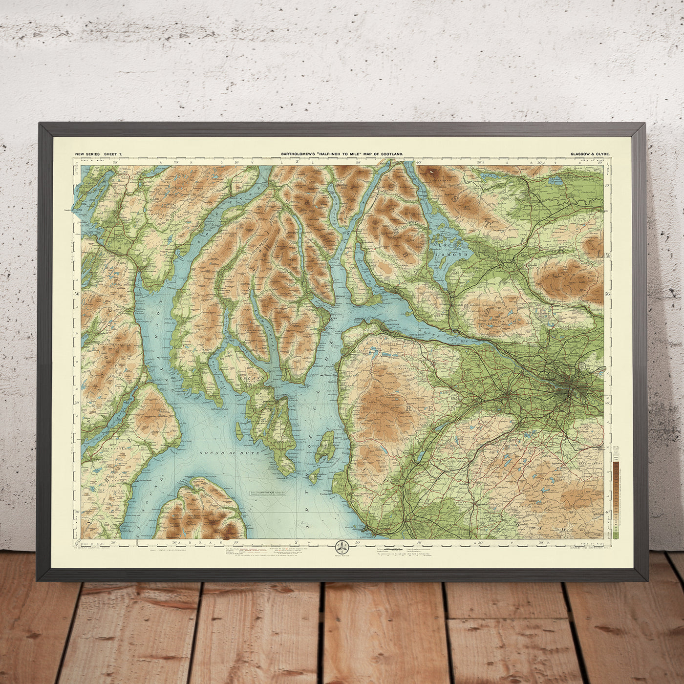 Alte OS-Karte von Glasgow & Clyde von Bartholomew, 1901: Loch Lomond, Firth of Clyde, Arrochar-Alpen, Trossachs, Dumbarton Castle 