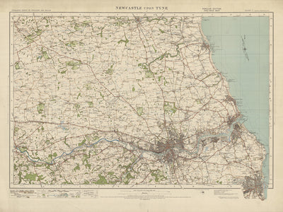 Alte Ordnance Survey-Karte, Blatt 7 - Newcastle Upon Tyne, 1919-1926: Gateshead, Whitley Bay, Blaydon, Cramlington, Tyne River, Hadrianswall 