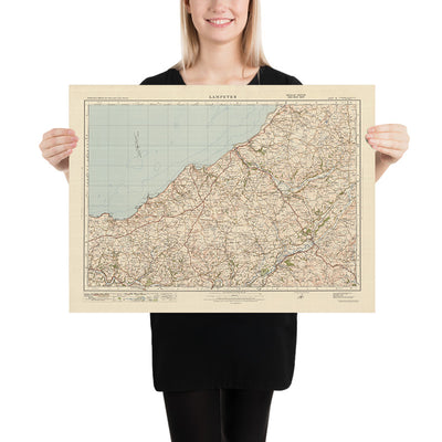 Alter Ordnance Survey Karte, Blatt 78 - Lampeter, 1925: New Quay, Aberaeron, Llanbydder, Llandysul, Cardigan Bay 
