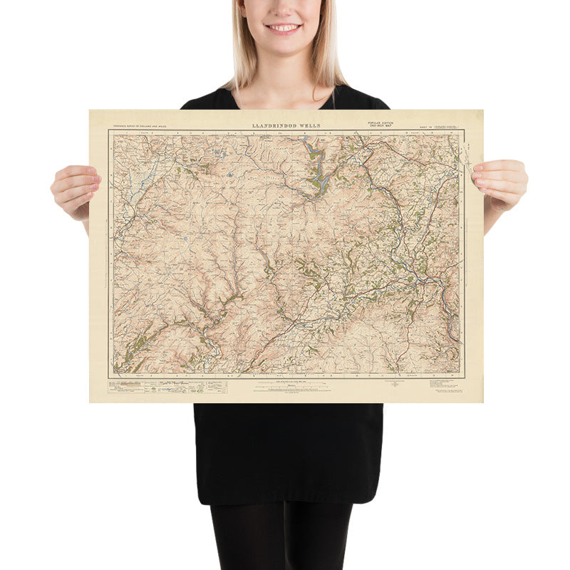 Alter Ordnance Survey Karte, Blatt 79 - Llandrindod Wells, 1925: Builth Wells, Rhayader, Llanwrtyd Wells, Tregaron, Elan-Tal 