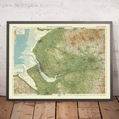 Ancienne carte OS de Liverpool et Manchester par Bartholomew, 1901 : Mersey, collines des Pennines, parc national du Peak District, Chester, chemins de fer 