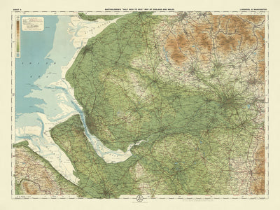 Ancienne carte OS de Liverpool et Manchester par Bartholomew, 1901 : Mersey, collines des Pennines, parc national du Peak District, Chester, chemins de fer 
