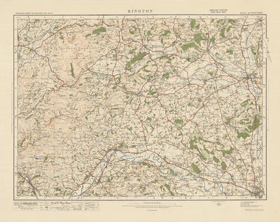 Alte Ordnance Survey-Karte, Blatt 80 - Kington, 1925: Leominster, Hereford, Presteigne, Hay-on-Wye, New Radnor 