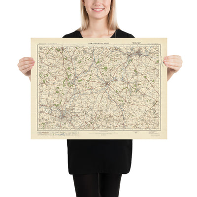 Old Ordnance Survey Map, Sheet 82 - Stratford on Avon, 1925: Warwick, Royal Leamington Spa, Redditch, Evesham, Alcester