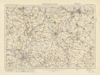 Old Ordnance Survey Map, Sheet 82 - Stratford on Avon, 1925: Warwick, Royal Leamington Spa, Redditch, Evesham, Alcester
