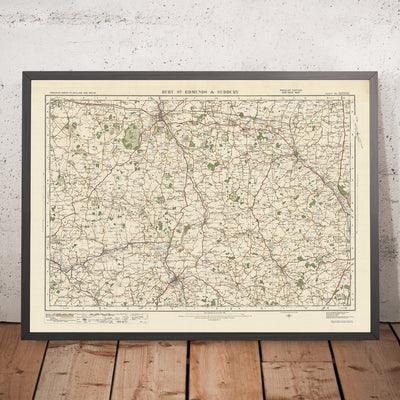 Alter Ordnance Survey-Karte, Blatt 86 - Bury St. Edmunds & Sudbury, 1925: Haverhill, Stowmarket, Hadleigh, Needham Market, Glemsford 