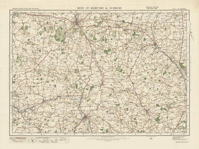 Alter Ordnance Survey-Karte, Blatt 86 - Bury St. Edmunds & Sudbury, 1925: Haverhill, Stowmarket, Hadleigh, Needham Market, Glemsford 